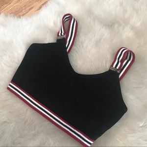 FOREVER 21 varsity stripe black bralette top